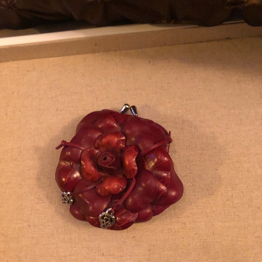 Leather Flower Coin Purse Handbag by Brighton.